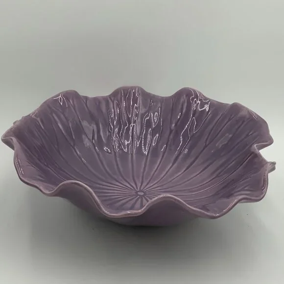 Vintage Purple Metlox Poppytrail Lotus Pattern 15" Serving Bowl - Picture 5 of 6